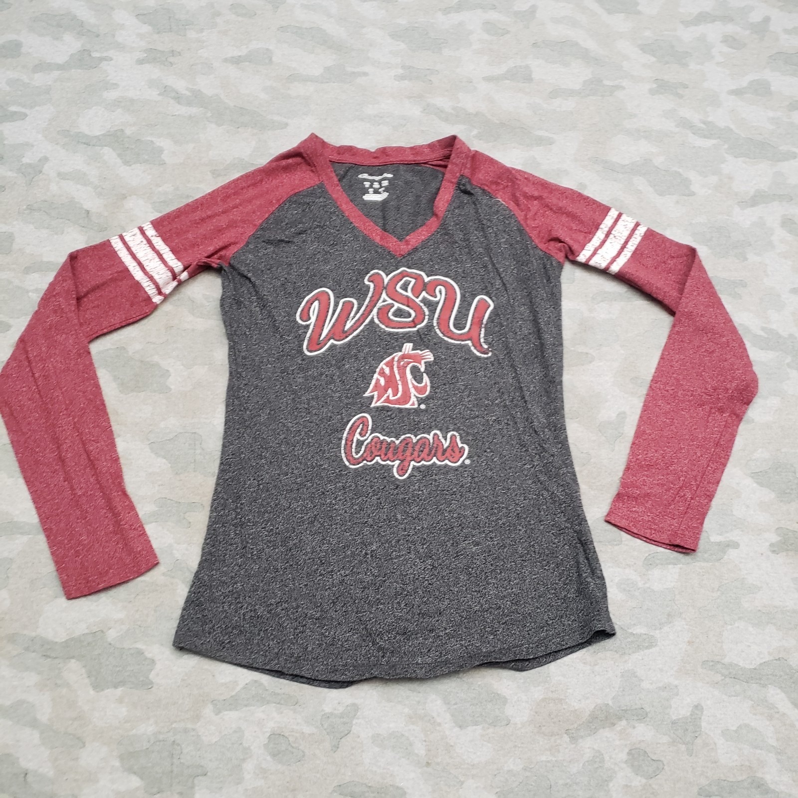 Washington State Cougars Top Womens Medium Gray Champion Long Sleeve Raglan